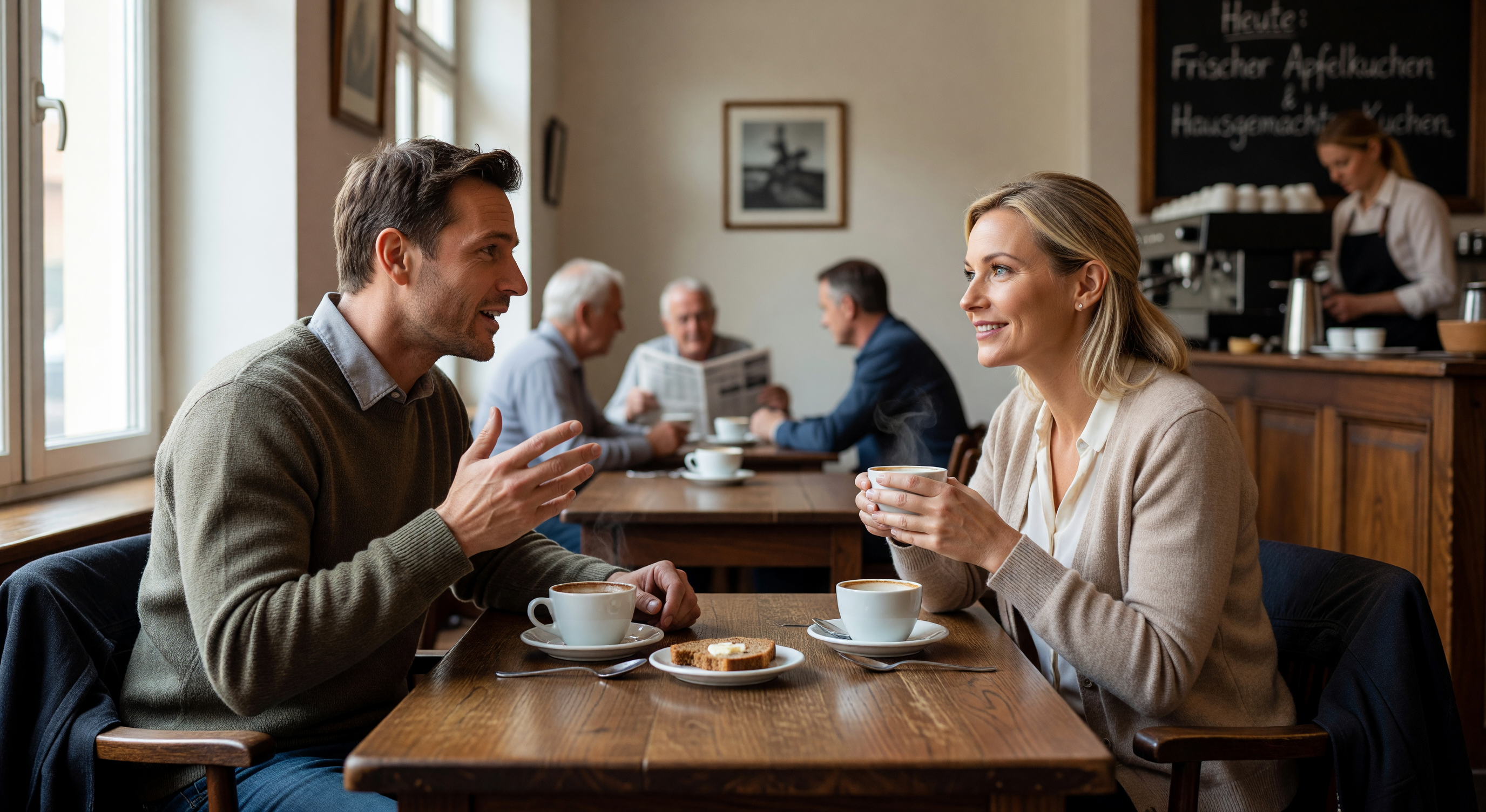 Coaching-Gespräch bei Kaffee